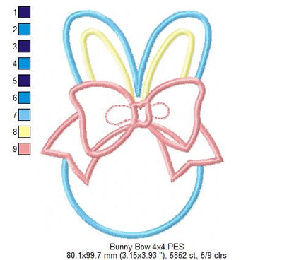 Easter Bunny Silhouette with Big Bow - Applique
