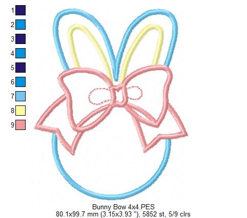 Easter Bunny Silhouette with Big Bow - Applique