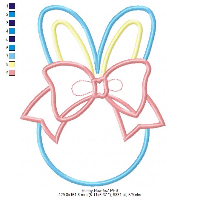 Easter Bunny Silhouette with Big Bow - Applique