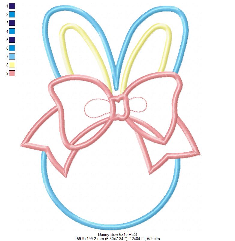 Easter Bunny Silhouette with Big Bow - Applique