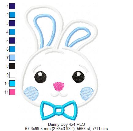 Bunny Boy - Applique - Machine Embroidery Design
