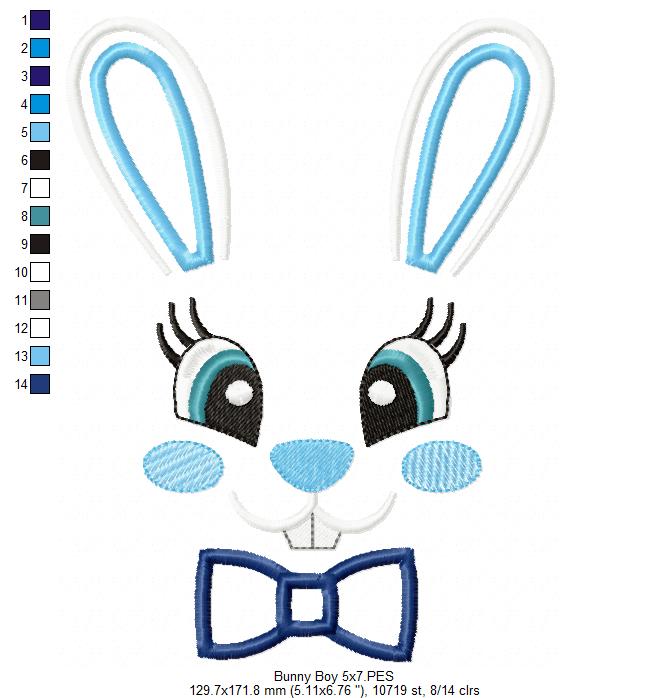 Bunny Boy Face - Applique