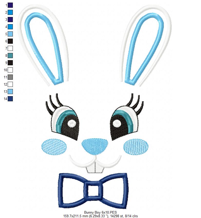Bunny Boy Face - Applique