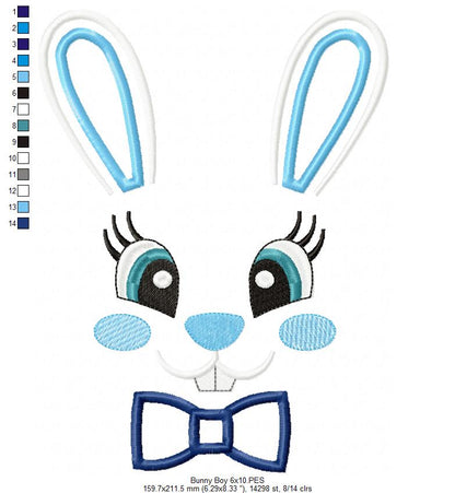 Bunny Boy Face - Applique
