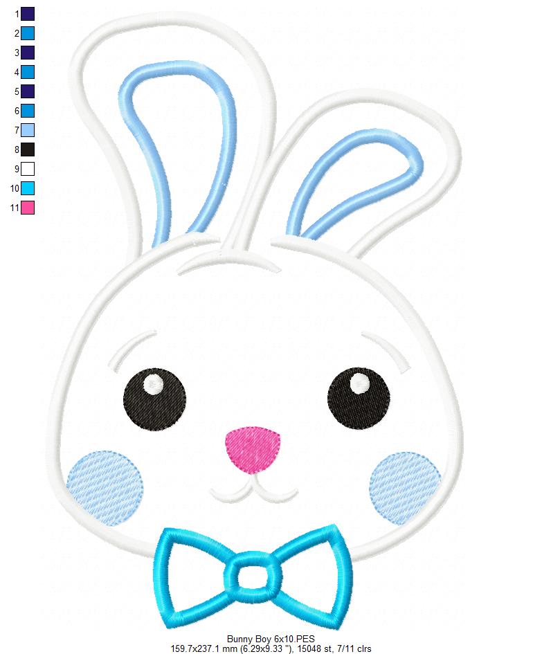 Bunny Boy - Applique - Machine Embroidery Design