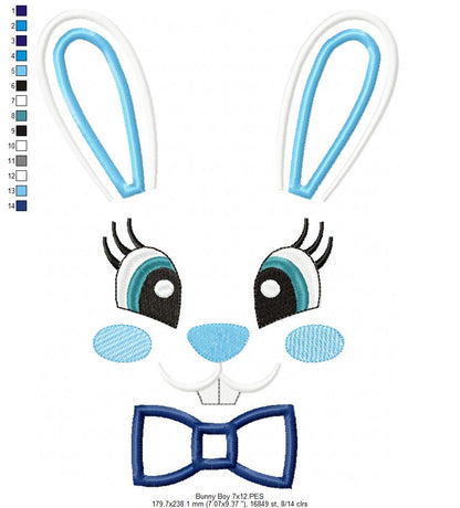 Bunny Boy Face - Applique