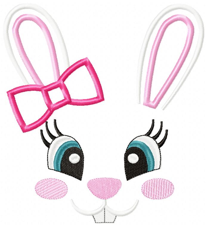 Bunny Girl Face - Appliqué - Machine Embroidery Design