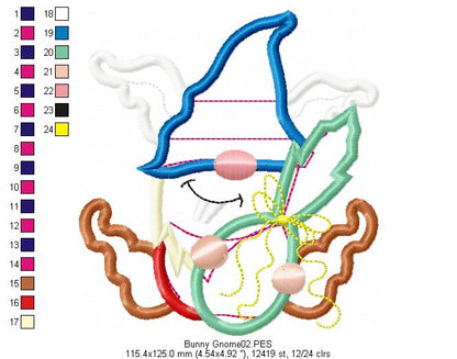 Easter Bunny Gnome - Applique - Machine Embroidery Design