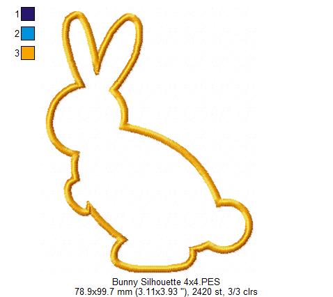 Bunny Silhouette – Appliqué – Machine Embroidery Design