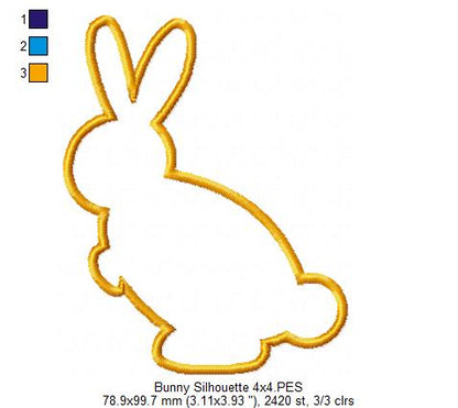 Bunny Silhouette – Appliqué – Machine Embroidery Design