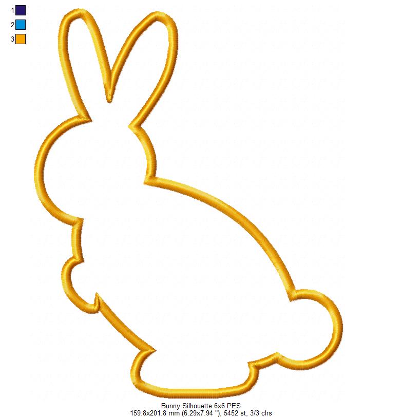 Bunny Silhouette – Appliqué – Machine Embroidery Design