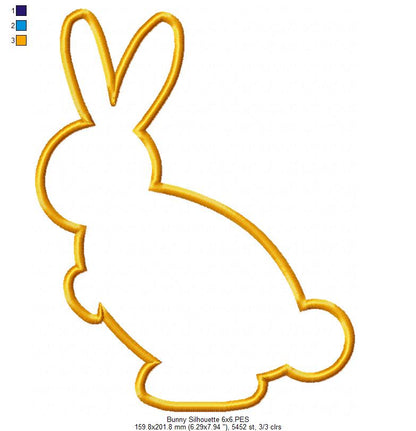 Bunny Silhouette – Appliqué – Machine Embroidery Design