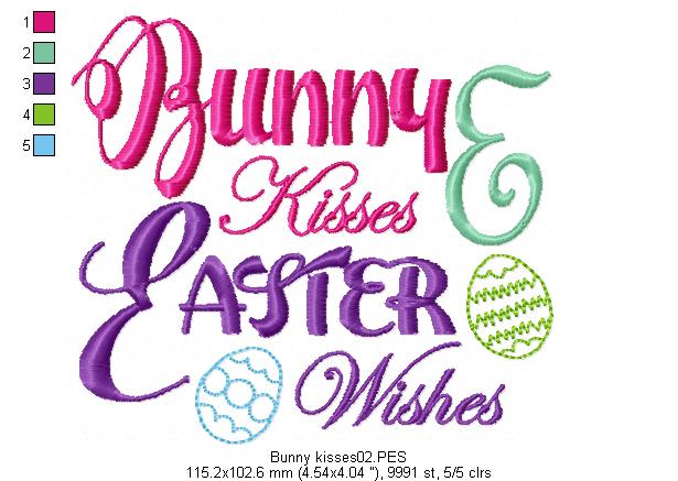 Bunny kisses e easter wishes - Fill Stitch