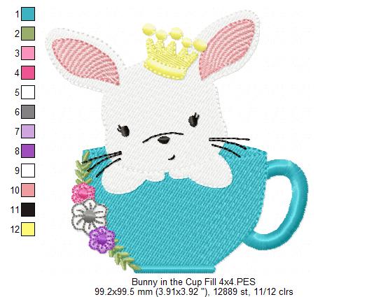Prince Bunny in the Cup - Fill Stitch
