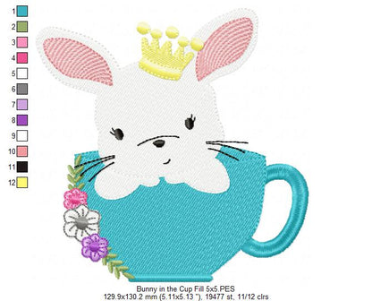 Prince Bunny in the Cup - Fill Stitch