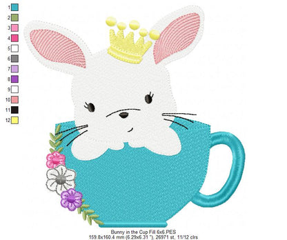 Prince Bunny in the Cup - Fill Stitch