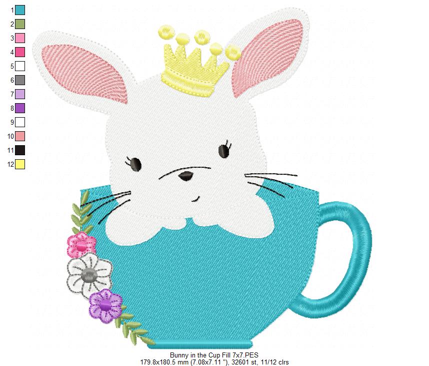 Prince Bunny in the Cup - Fill Stitch