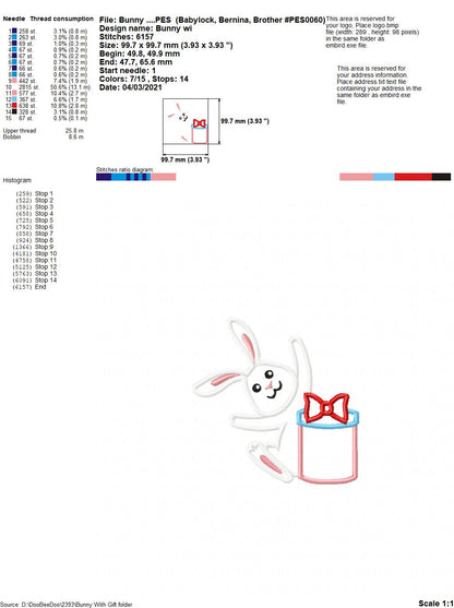 Bunny with Gift - Applique