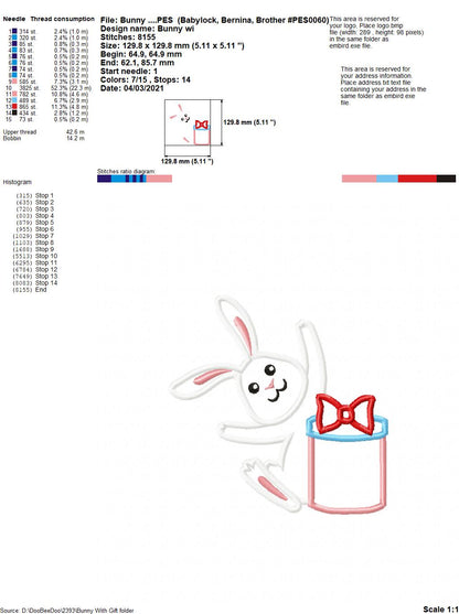 Bunny with Gift - Applique