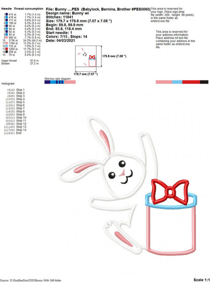 Bunny with Gift - Applique