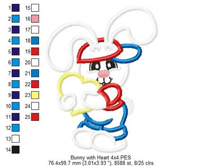 Bunny Boy with Heart - Applique