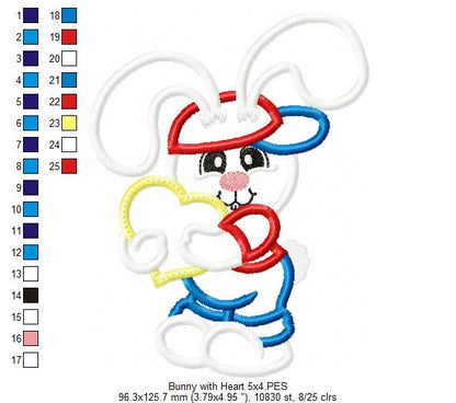 Bunny Boy with Heart - Applique