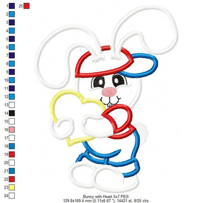 Bunny Boy with Heart - Applique