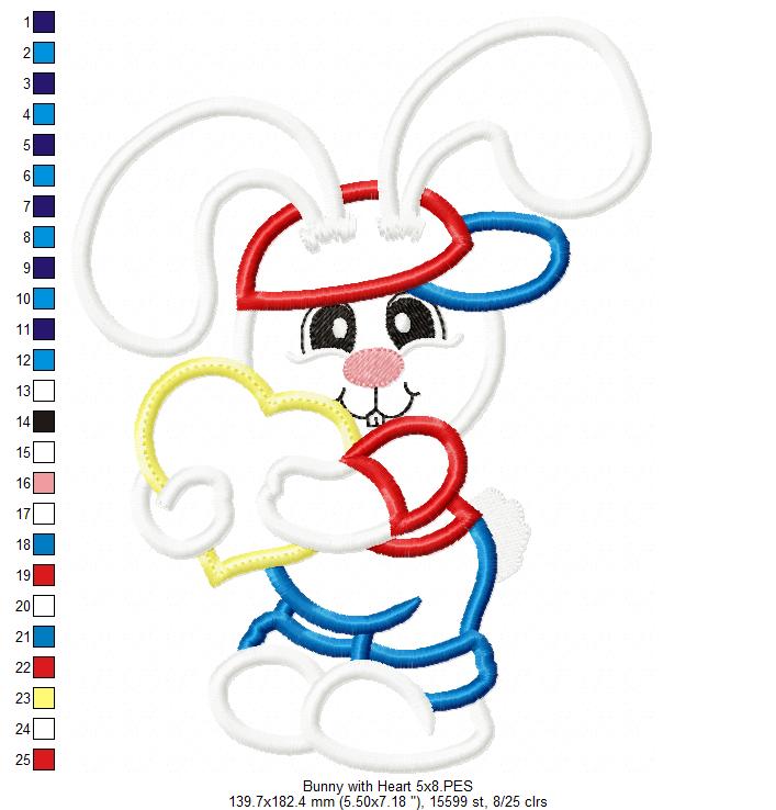 Bunny Boy with Heart - Applique