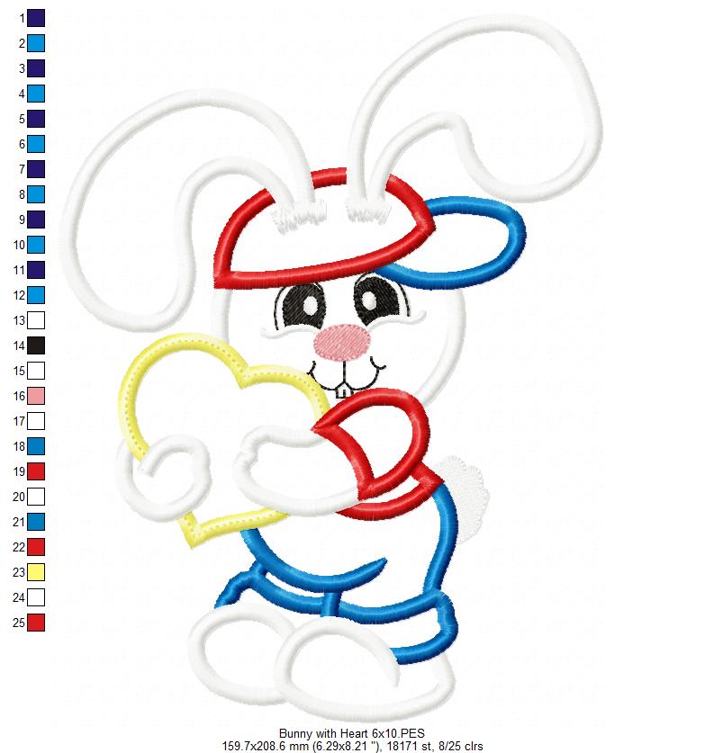 Bunny Boy with Heart - Applique