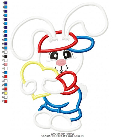 Bunny Boy with Heart - Applique