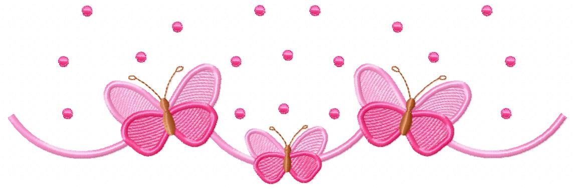 Delicate Butterfly Border with Dots - Fill Stitch - Machine Embroidery Design
