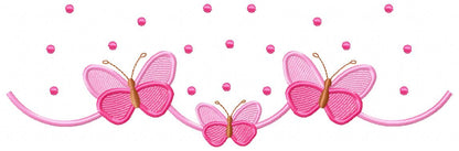 Delicate Butterfly Border with Dots - Fill Stitch - Machine Embroidery Design