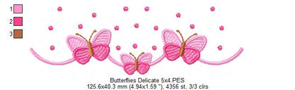 Delicate Butterfly Border with Dots - Fill Stitch - Machine Embroidery Design