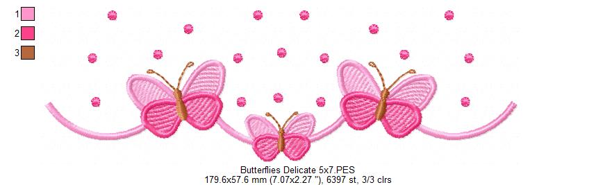 Delicate Butterflies - Fill Stitch - Machine Embroidery Design