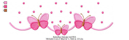 Delicate Butterfly Border with Dots - Fill Stitch - Machine Embroidery Design
