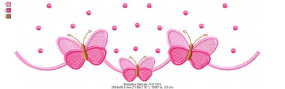 Delicate Butterfly Border with Dots - Fill Stitch - Machine Embroidery Design
