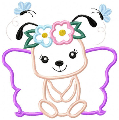 Butterfly Big Wings and Flowers - Applique