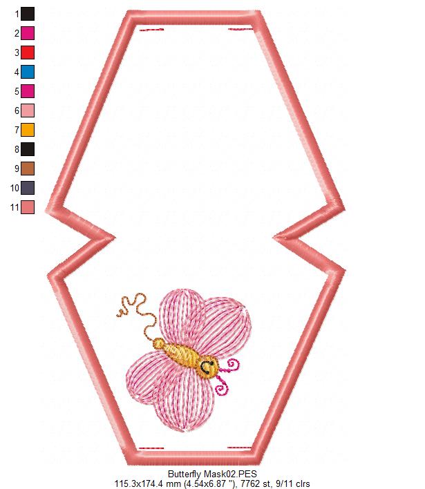 Cute Butterfly Face Mask - ITH Project - Machine Embroidery Design