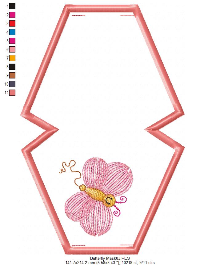 Cute Butterfly Face Mask - ITH Project - Machine Embroidery Design
