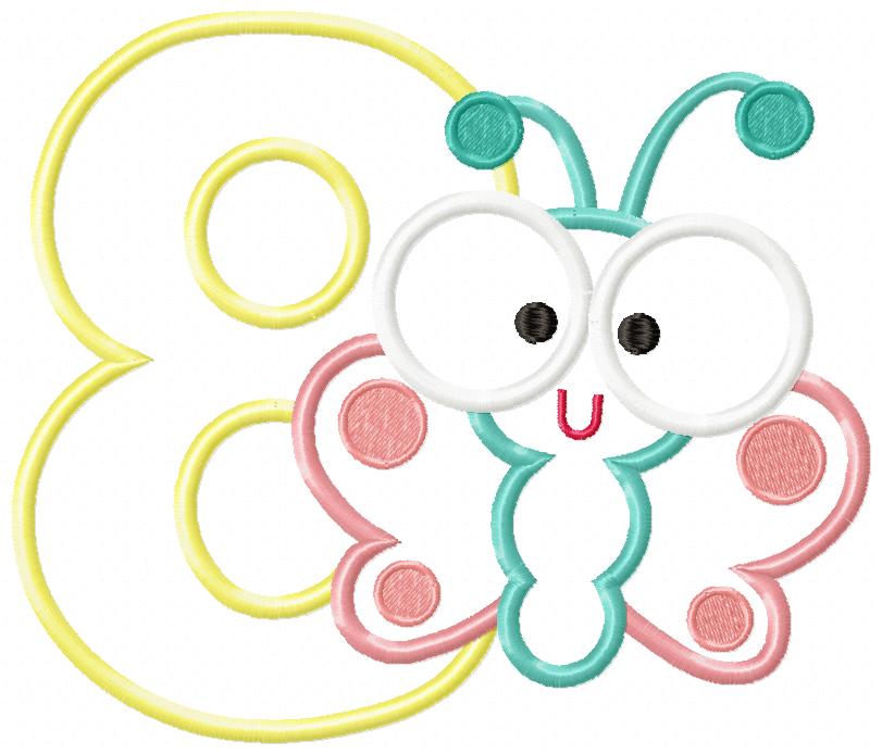 Butterfly Number Eight – Applique Stitch – Machine Embroidery Design