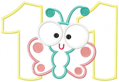 Butterfly Number Eleven Applique – Applique Stitch – Machine Embroidery Design
