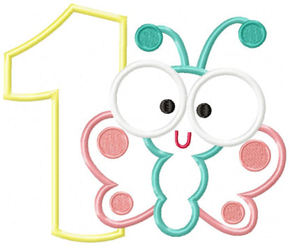 Butterfly Number One – Applique Stitch – Machine Embroidery Design