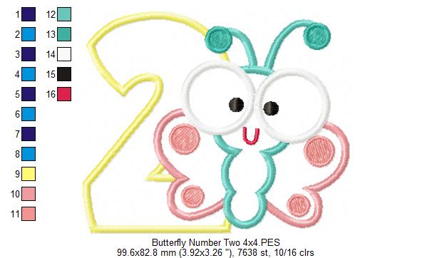 Butterfly Number Two – Applique Stitch – Machine Embroidery Design