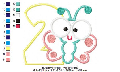 Butterfly Number Two – Applique Stitch – Machine Embroidery Design