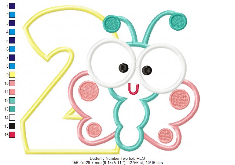 Butterfly Number Two – Applique Stitch – Machine Embroidery Design