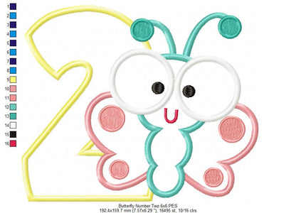 Butterfly Number Two – Applique Stitch – Machine Embroidery Design