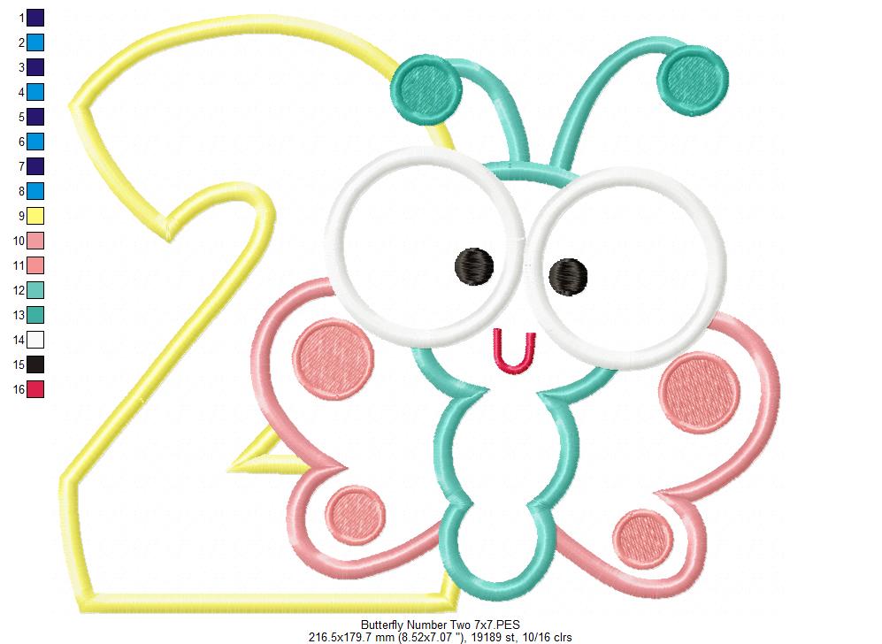 Butterfly Number Two – Applique Stitch – Machine Embroidery Design