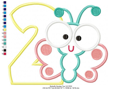 Butterfly Number Two – Applique Stitch – Machine Embroidery Design