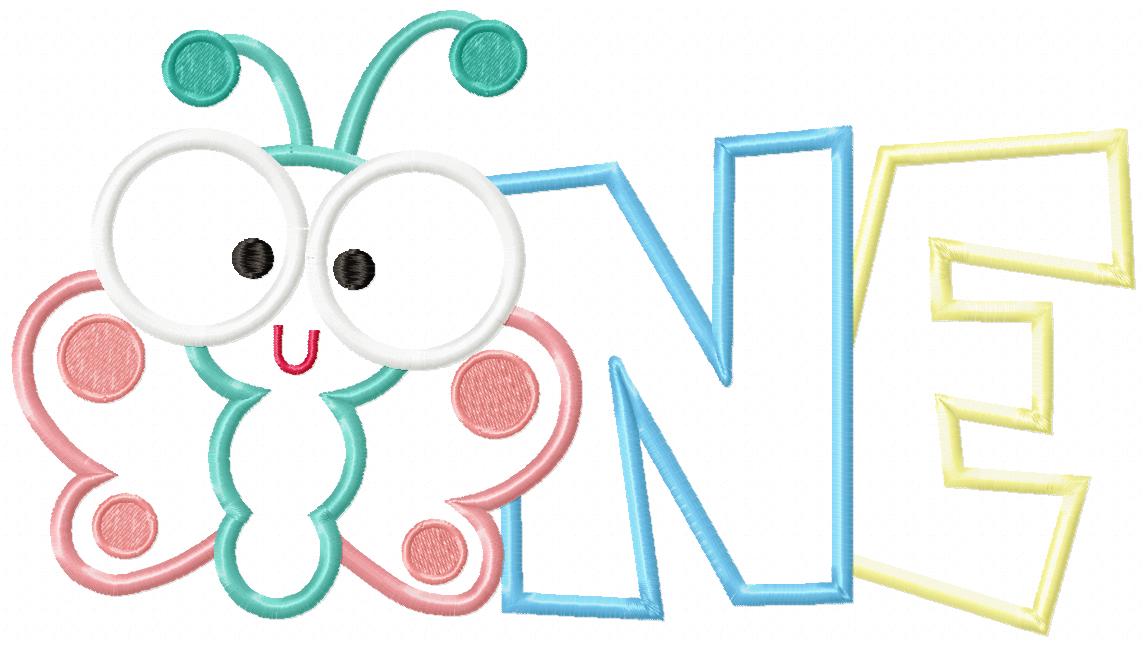 Butterfly One Birthday – Applique Stitch – Machine Embroidery Design