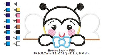 Cute Butterfly Boy – Appliqué – Machine Embroidery Design